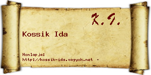 Kossik Ida névjegykártya